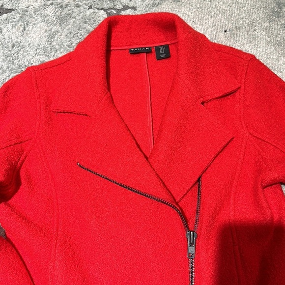 Tahari Red wool moto jacket - Picture 2 of 6